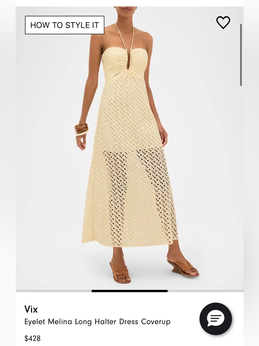 Vix Eyelet Melina Long Halter Dress Coverup